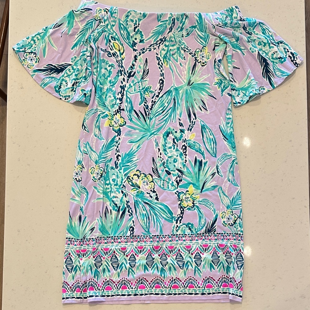 NWOT Lily Pulitzer Off Shoulder Tropical Print Dress XS